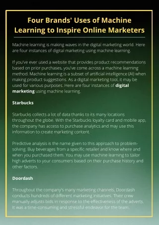 four brands uses of machine learning to inspire