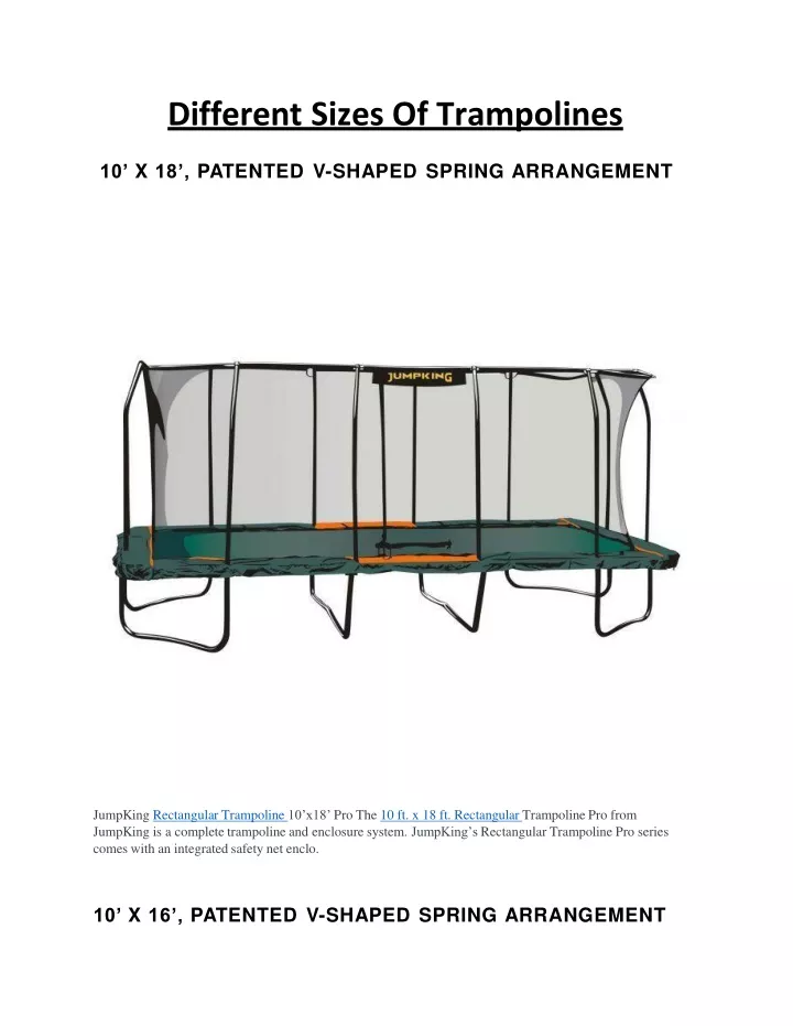 different sizes of trampolines