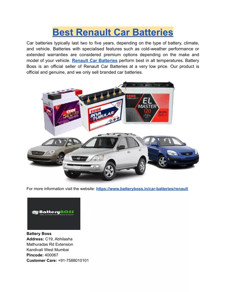 best renault car batteries