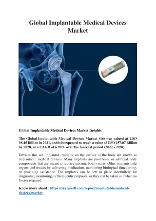 global implantable medical devices market
