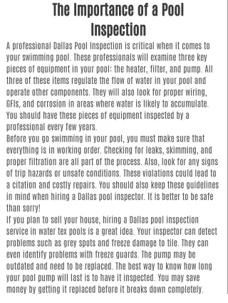 dallas pool inspection
