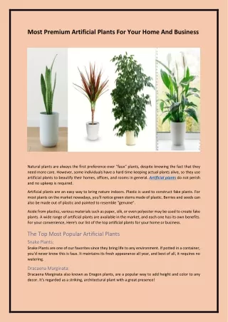 Most Premium Artificial Plants For Your Home And Business