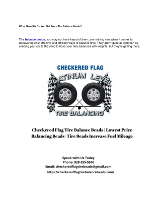 Tire balance beads | Checkered Flag TireBalance Beads