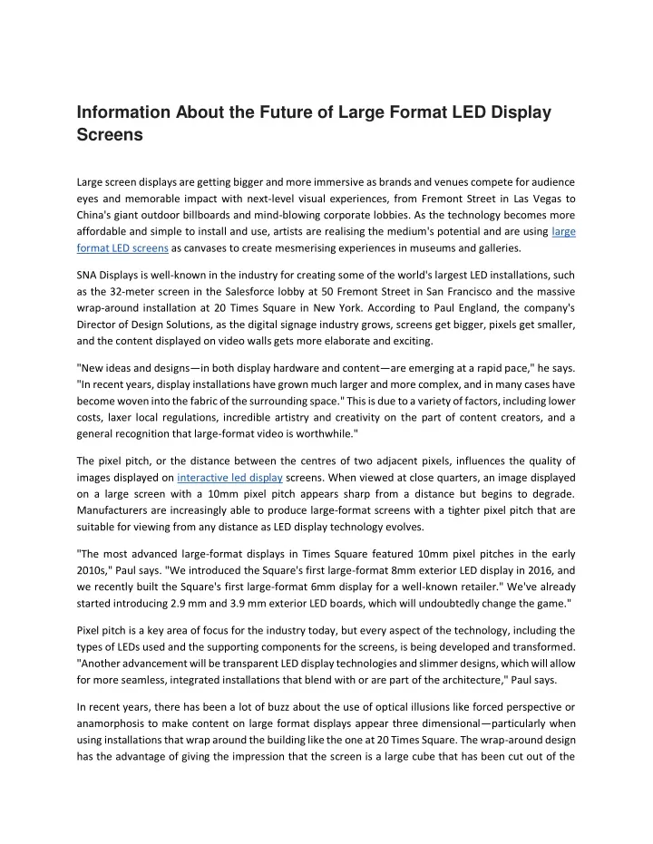 information about the future of large format