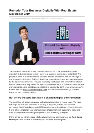 Remodel Your Business Digitally With Real Estate Developer CRM