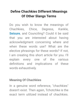 Define Chachkies Different Meanings Of Other Slangs Terms