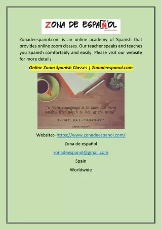 Online Zoom Spanish Classes  Zonadeespanol.com
