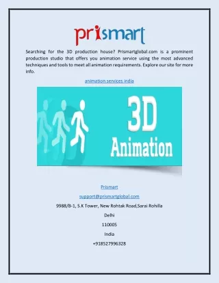 Animation Services India  Prismartglobal