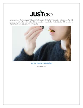 Buy Cbd Gummies in Birmingham | Justcbdstore.uk