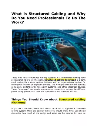 Expert Network cabling in Vancouver