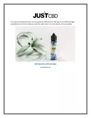 Cbd Vape Oils Vs Cbd Cartridges  Justcbdstore.uk