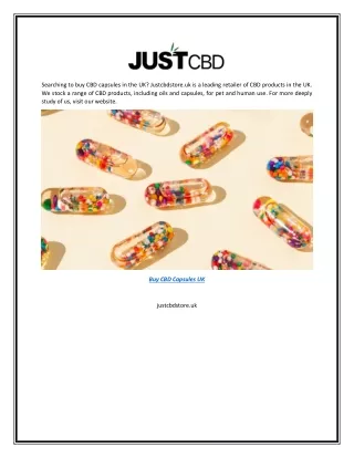 Buy Cbd Capsules Uk | Justcbdstore.uk