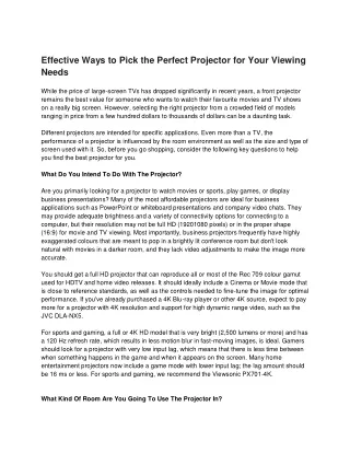 effective ways to pick the perfect projector