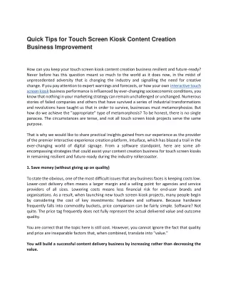 quick tips for touch screen kiosk content