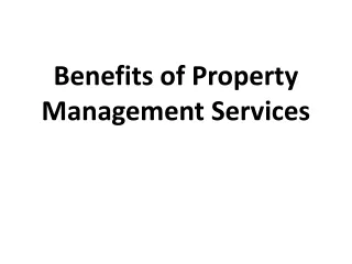 Benefits of Property Management Services