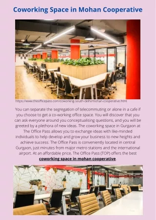 coworking space in mohan cooperative