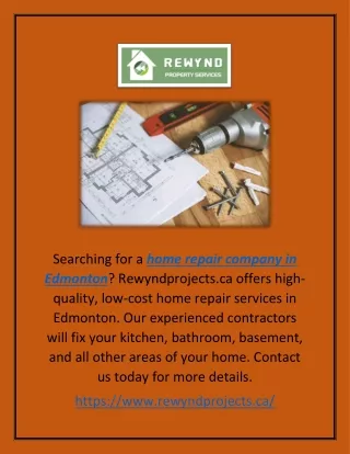 Home Repair Company in Edmonton | Rewyndprojects.ca