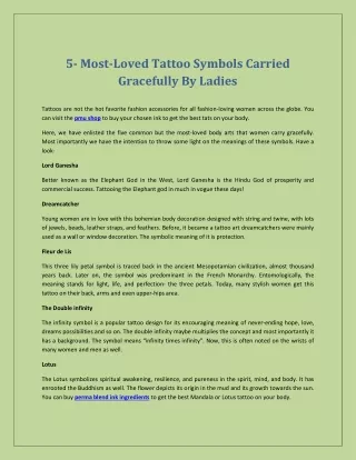 5- Most-Loved Tattoo Symbols Carried Gracefully By Ladies
