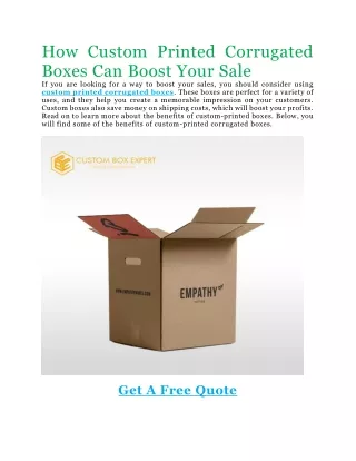 How Custom Printed Corrugated Boxes Can Boost Your Sale