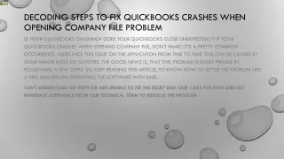 decoding steps to fix quickbooks crashes when opening company file problem