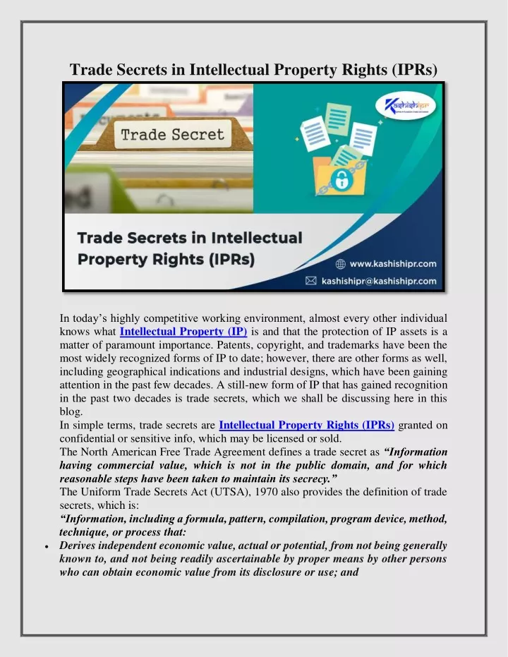 trade secrets in intellectual property rights iprs