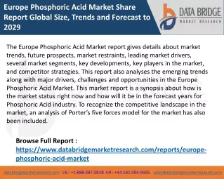 Europe Phosphoric Acid Market Share Report Global Size, Trends and Forecast to 2029