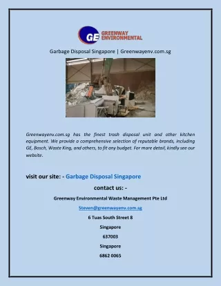 garbage disposal singapore greenwayenv com sg
