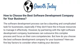 How to Choose the Best Software Development Company for Your Business?