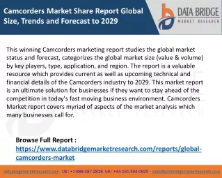Camcorders Market Share Report Global Size, Trends and Forecast to 2029