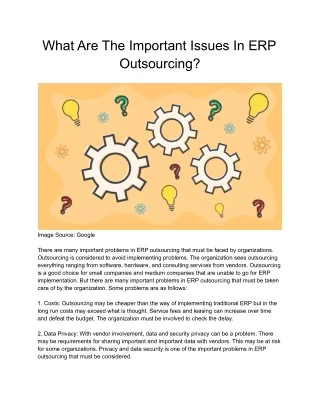 What Are The Important Issues In ERP Outsourcing?