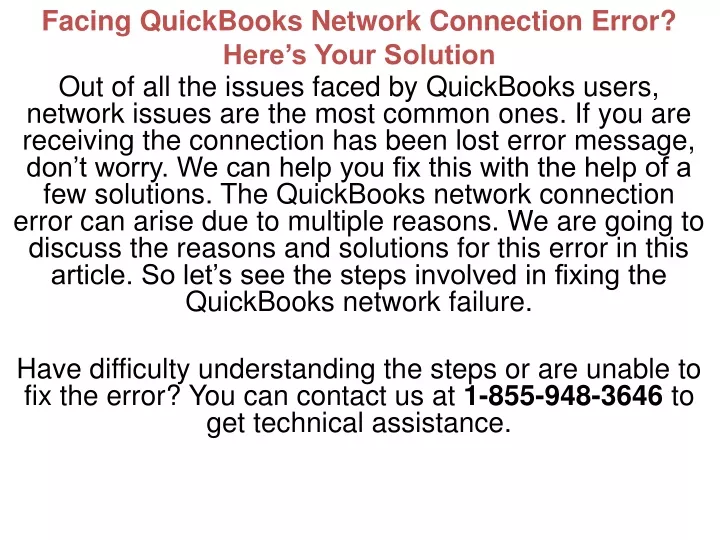 facing quickbooks network connection error here s your solution