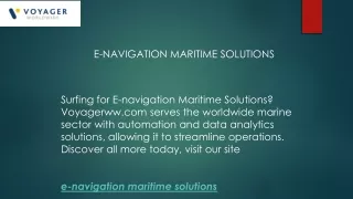 E-navigation Maritime Solutions  Voyagerww.com