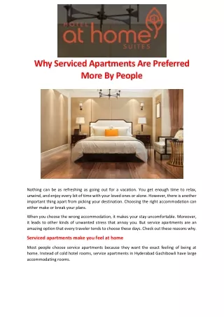 Why Serviced Apartments Are Preferred More By People