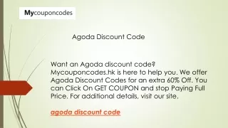 Agoda Discount Code  Mycouponcodes.hk