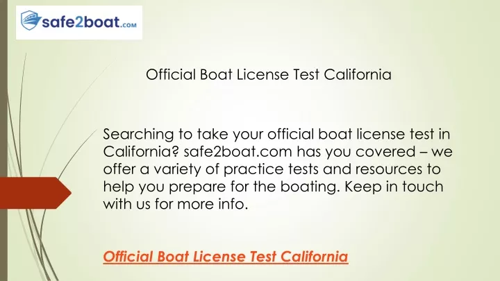 official boat license test california