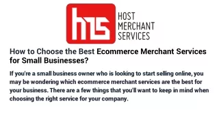 how to choose the best ecommerce merchant services for small businesses