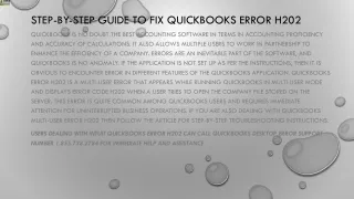 step by step guide to fix quickbooks error h202