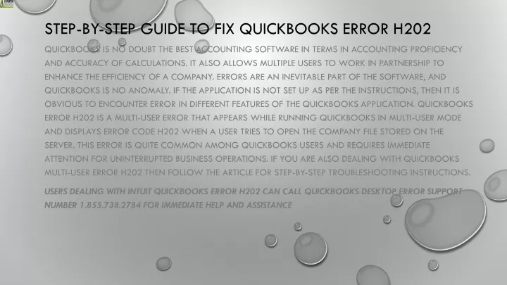 step by step guide to fix quickbooks error h202