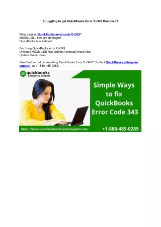 struggling to get quickbooks error c 343 resolved