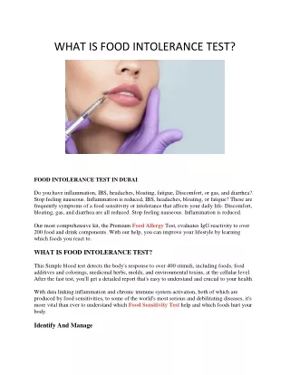 WHAT IS FOOD INTOLERANCE TEST