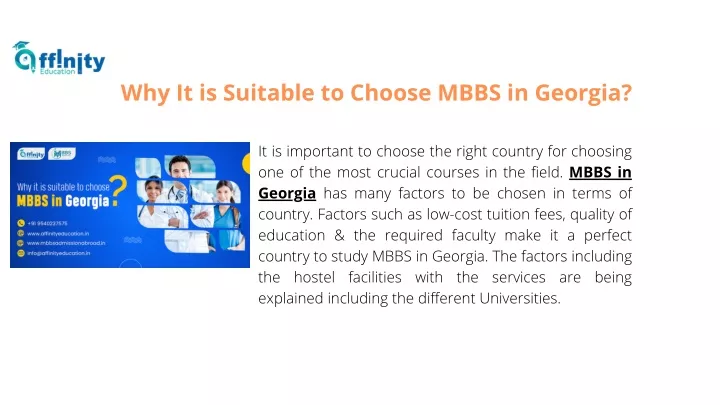 why it is suitable to choose mbbs in georgia