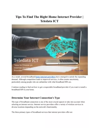 Tips To Find The Right Home Internet Provider | Teledata ICT