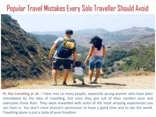 Popular Travel Mistakes Every Solo Traveller Should Avoid
