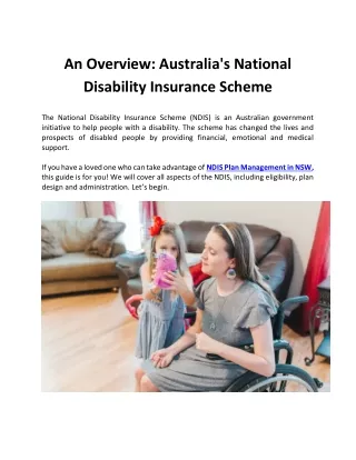 An Overview: Australia's National Disability Insurance Scheme