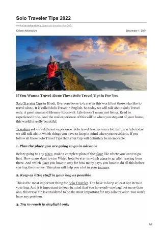 solo traveler tips 2022