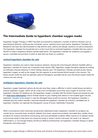 the intermediate guide to hyperbaric chamber