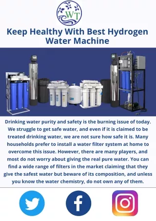 The Best Hydrogen Water Machine Can Keep You Healthy