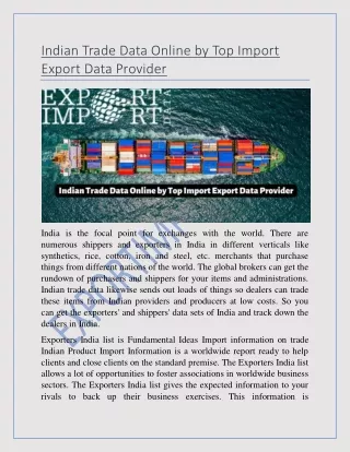 indian trade data online by top import export