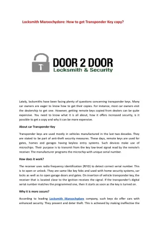 locksmith maroochydore how to get transponder