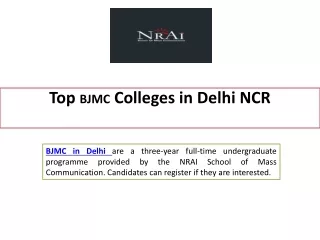 Top BJMC Colleges in Delhi NCR